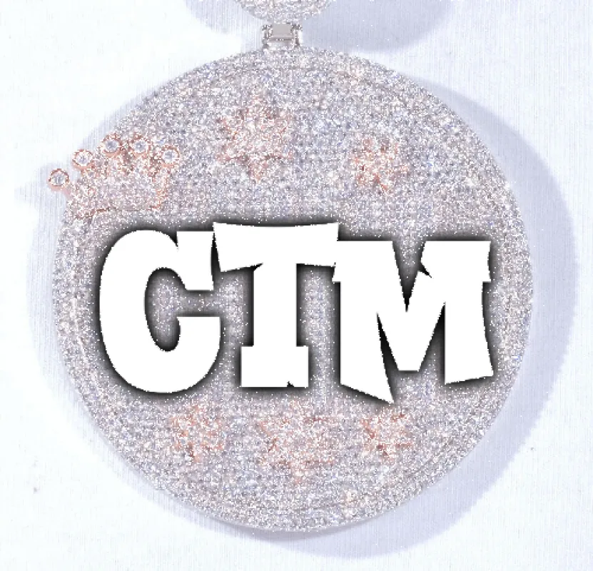 CUSTOM LETTER NECKLACE 3D BIG CROWN DISC sold by The GUU Shop