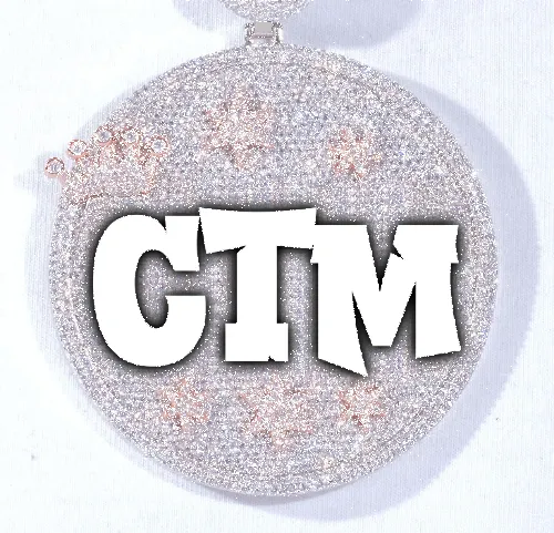 CUSTOM LETTER NECKLACE 3D BIG CROWN DISC sold by The GUU Shop