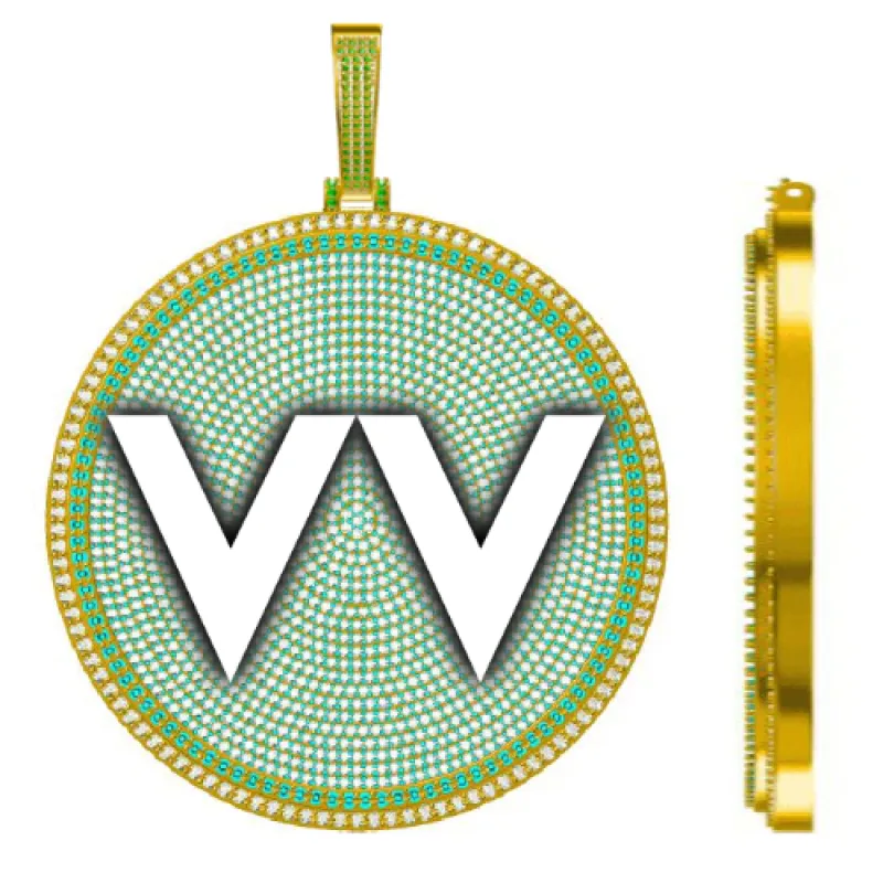 CUSTOM LETTER NECKLACE 3D BIG DISC sold by The GUU Shop