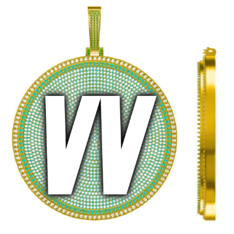 CUSTOM LETTER NECKLACE 3D BIG DISC sold by The GUU Shop