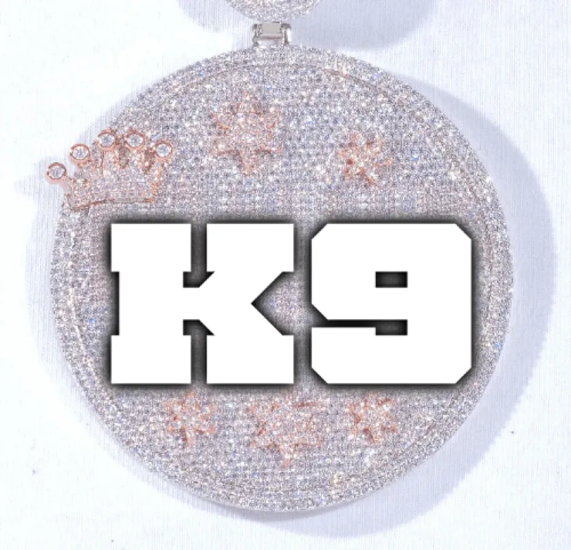 CUSTOM LETTER NECKLACE 3D BIG CROWN DISC sold by The GUU Shop