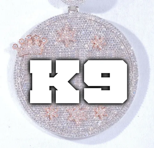 CUSTOM LETTER NECKLACE 3D BIG CROWN DISC sold by The GUU Shop