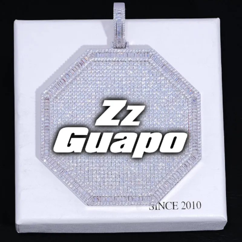 CUSTOM LETTER NECKLACE 3D BIG OCTAGON sold by The GUU Shop