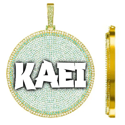 CUSTOM LETTER NECKLACE 3D BIG DISC sold by The GUU Shop