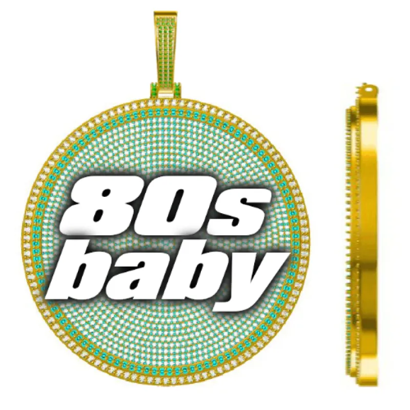 CUSTOM LETTER NECKLACE 3D BIG DISC sold by The GUU Shop