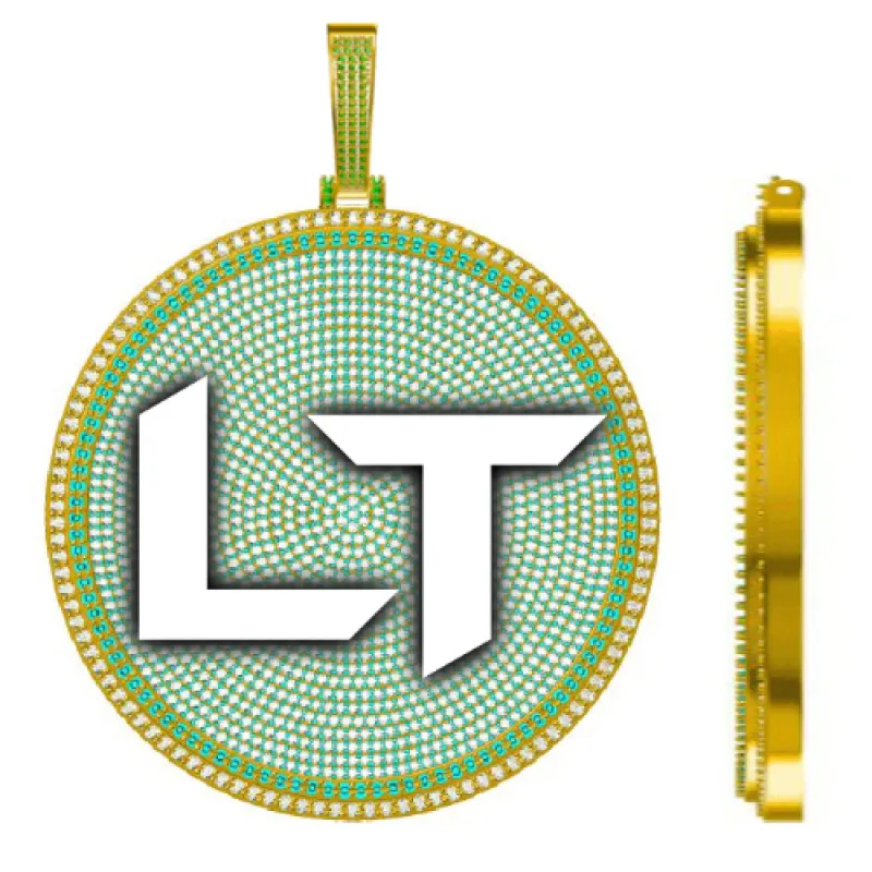 CUSTOM LETTER NECKLACE 3D BIG DISC sold by The GUU Shop