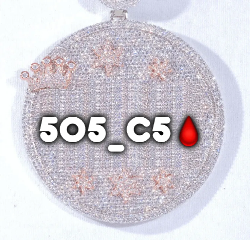 CUSTOM LETTER NECKLACE 3D BIG CROWN DISC sold by The GUU Shop