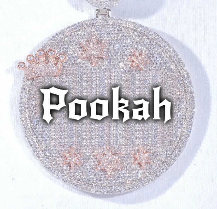 CUSTOM LETTER NECKLACE 3D BIG CROWN DISC sold by The GUU Shop