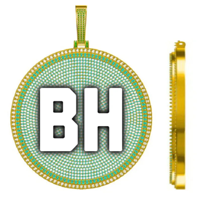 CUSTOM LETTER NECKLACE 3D BIG DISC sold by The GUU Shop