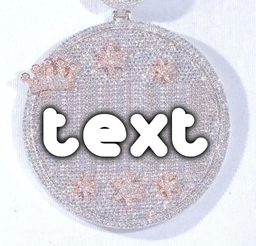 CUSTOM LETTER NECKLACE 3D BIG CROWN DISC sold by The GUU Shop