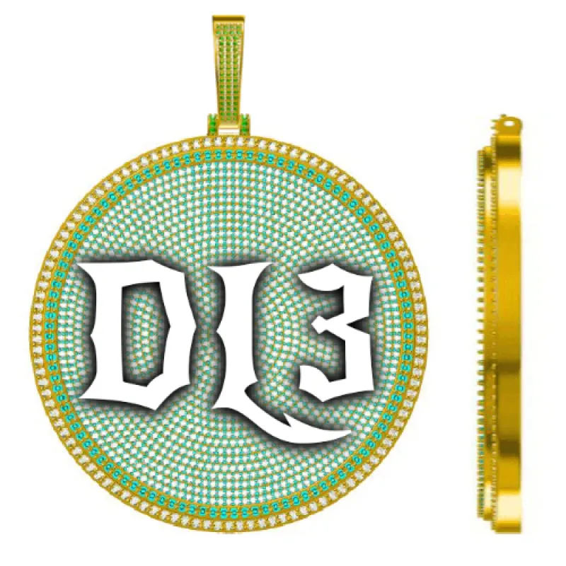 CUSTOM LETTER NECKLACE 3D BIG DISC sold by The GUU Shop