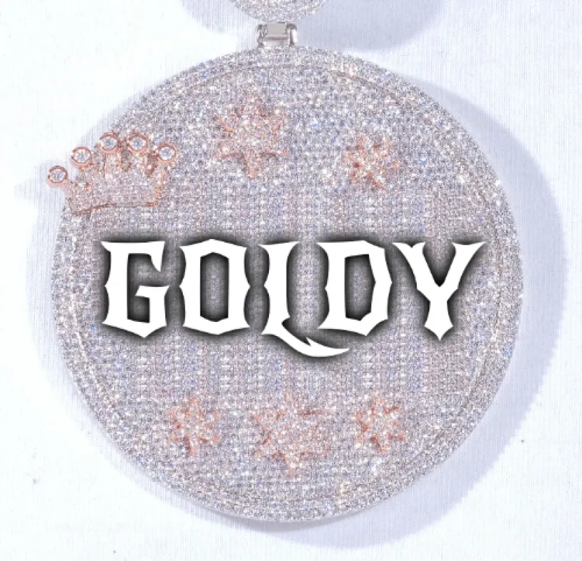 CUSTOM LETTER NECKLACE 3D BIG CROWN DISC made by The GUU Shop