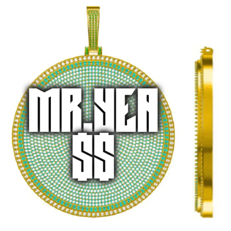 CUSTOM LETTER NECKLACE 3D BIG DISC sold by The GUU Shop