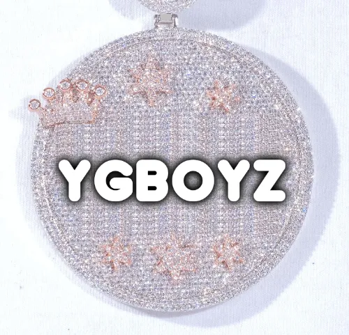 CUSTOM LETTER NECKLACE 3D BIG CROWN DISC sold by The GUU Shop