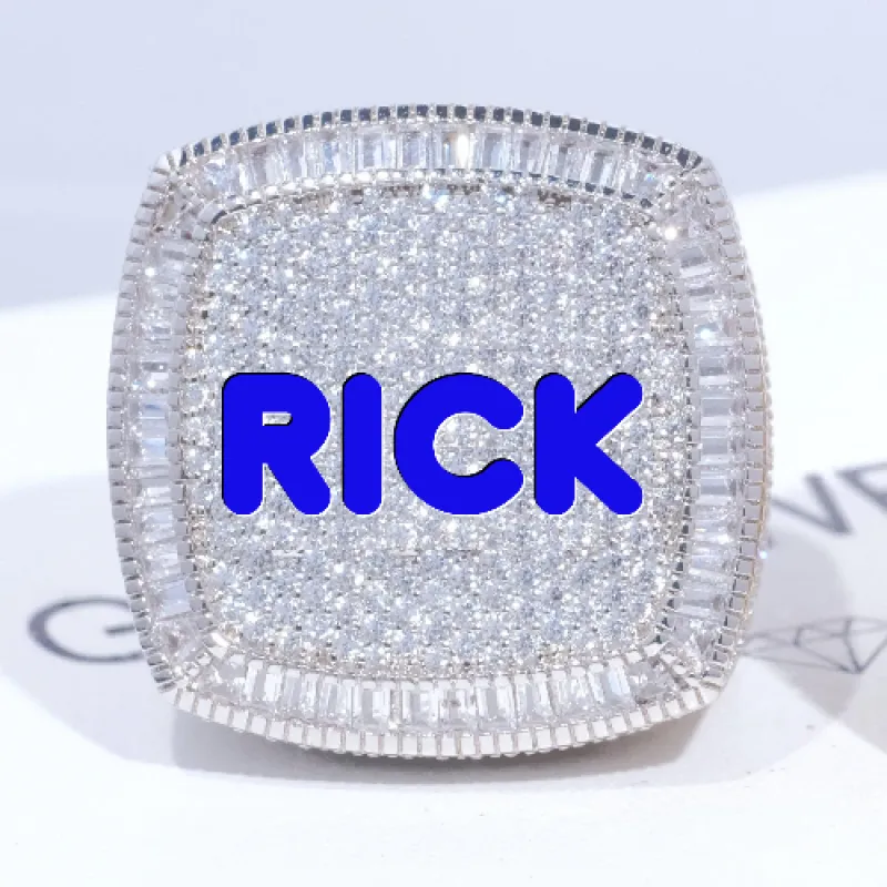 CUSTOM LETTER 3D ICED RING sold by The GUU Shop