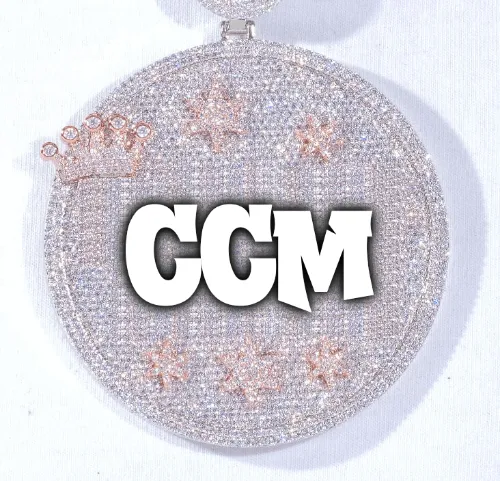 CUSTOM LETTER NECKLACE 3D BIG CROWN DISC sold by The GUU Shop