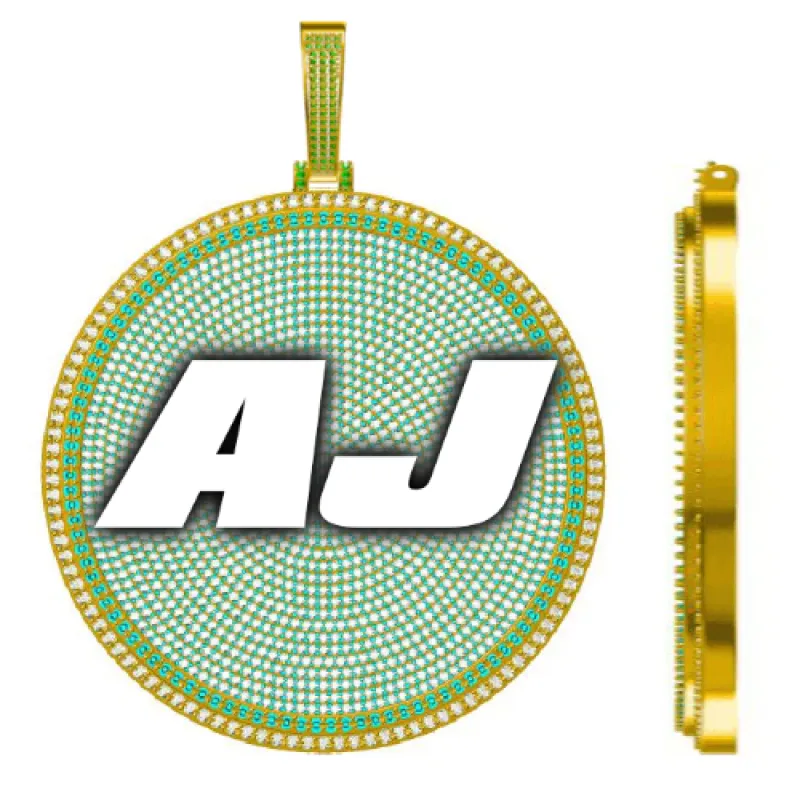 CUSTOM LETTER NECKLACE 3D BIG DISC sold by The GUU Shop