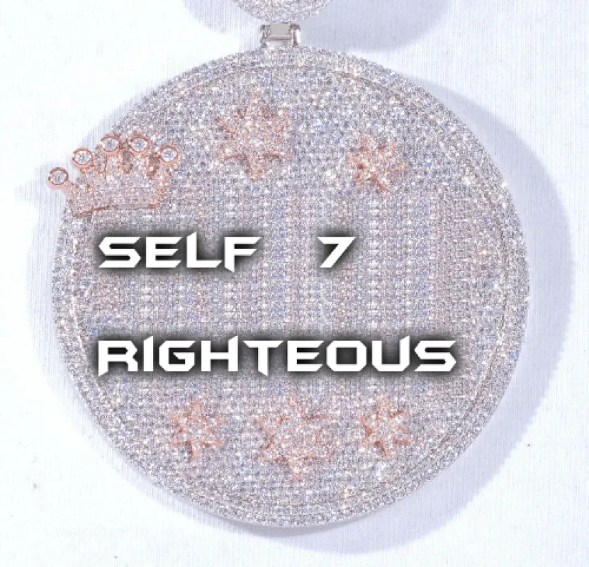 CUSTOM LETTER NECKLACE 3D BIG CROWN DISC sold by The GUU Shop