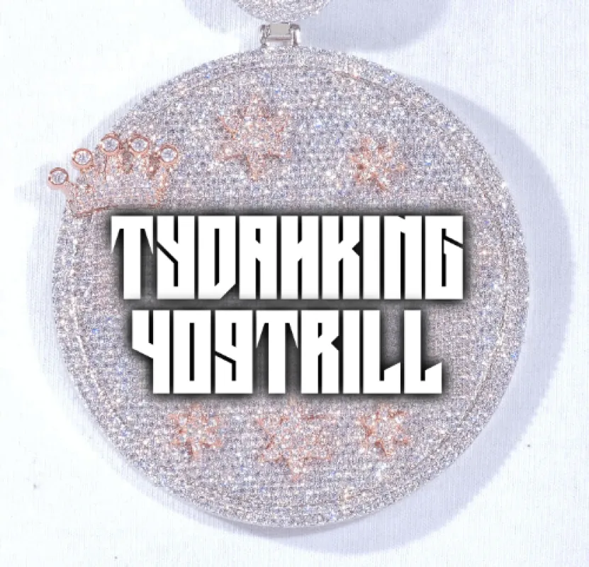 CUSTOM LETTER NECKLACE 3D BIG CROWN DISC sold by The GUU Shop