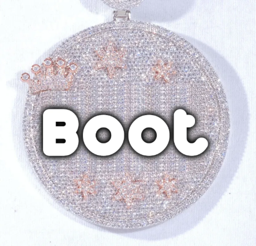 CUSTOM LETTER NECKLACE 3D BIG CROWN DISC sold by The GUU Shop