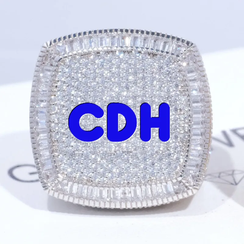 CUSTOM LETTER 3D ICED RING sold by The GUU Shop