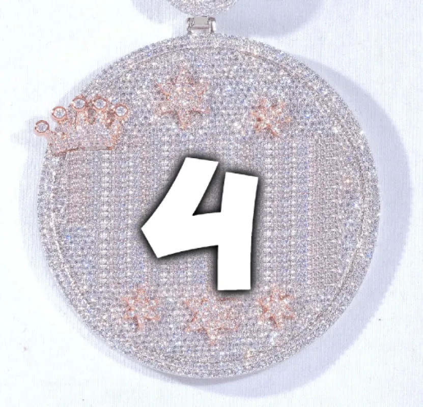 CUSTOM LETTER NECKLACE 3D BIG CROWN DISC sold by The GUU Shop