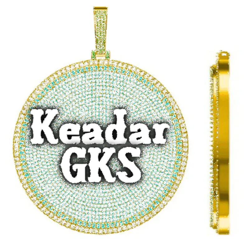 CUSTOM LETTER NECKLACE 3D BIG DISC sold by The GUU Shop