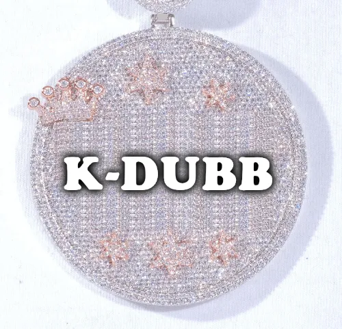 CUSTOM LETTER NECKLACE 3D BIG CROWN DISC sold by The GUU Shop