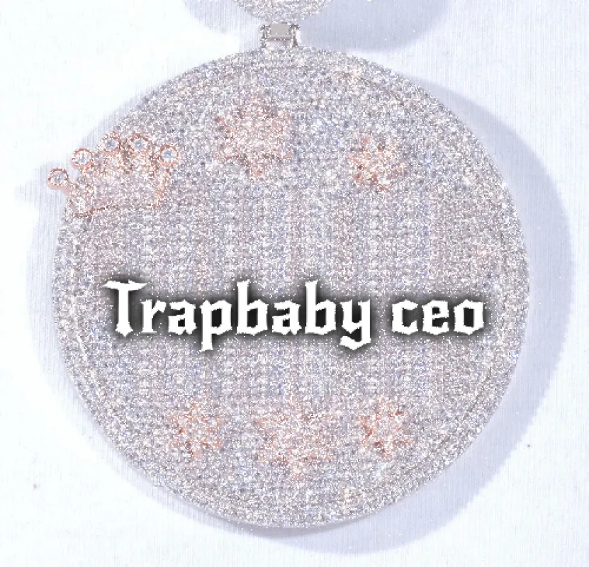 CUSTOM LETTER NECKLACE 3D BIG CROWN DISC sold by The GUU Shop