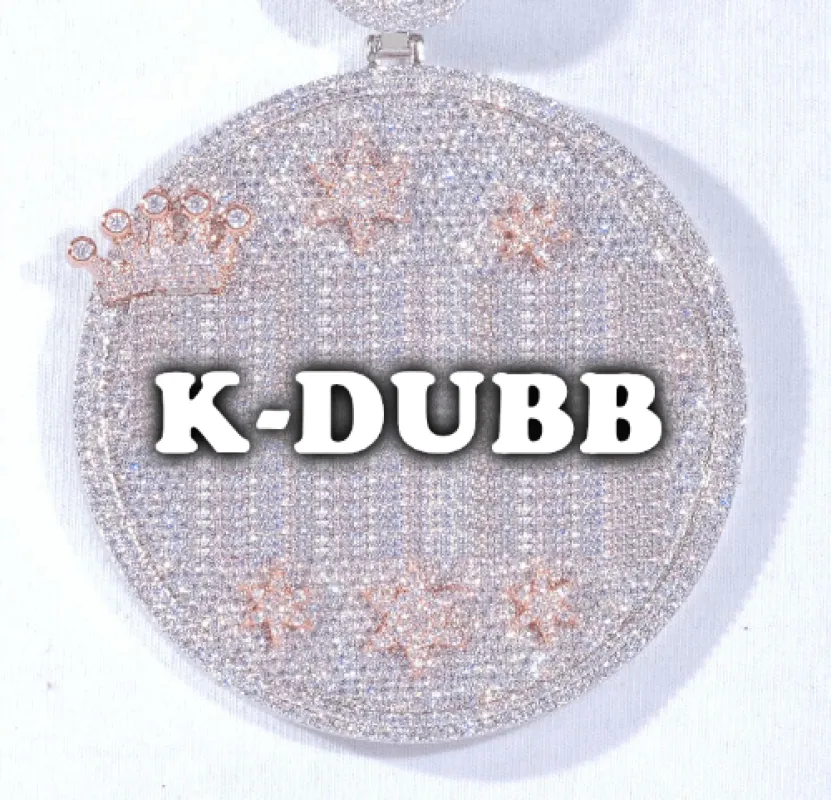 CUSTOM LETTER NECKLACE 3D BIG CROWN DISC made by The GUU Shop