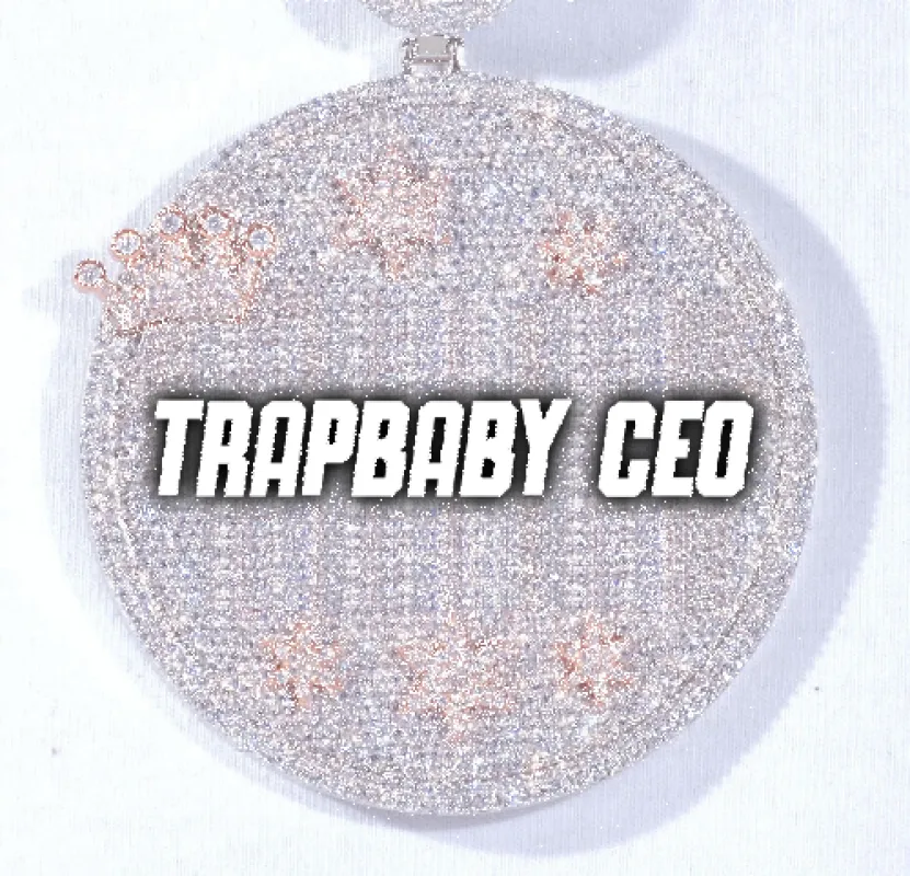 CUSTOM LETTER NECKLACE 3D BIG CROWN DISC sold by The GUU Shop