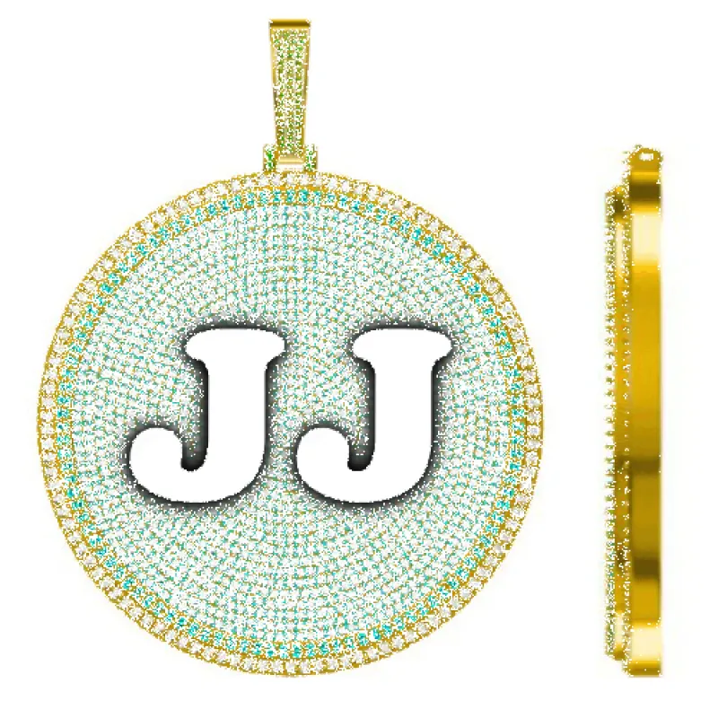 CUSTOM LETTER NECKLACE 3D BIG DISC sold by The GUU Shop