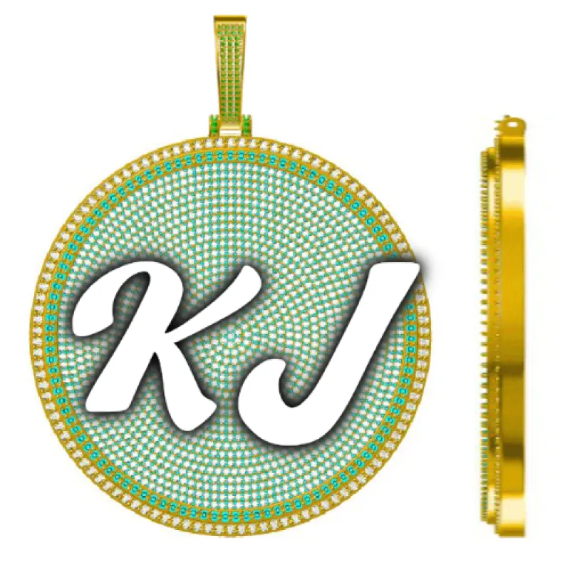 CUSTOM LETTER NECKLACE 3D BIG DISC sold by The GUU Shop