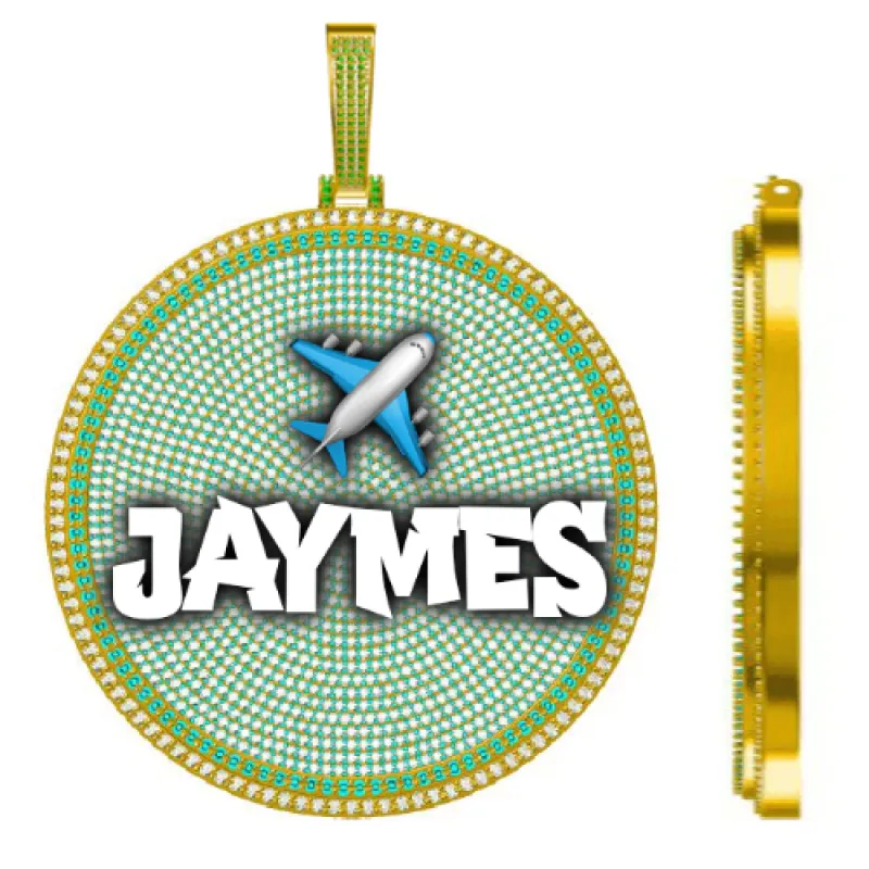 CUSTOM LETTER NECKLACE 3D BIG DISC sold by The GUU Shop