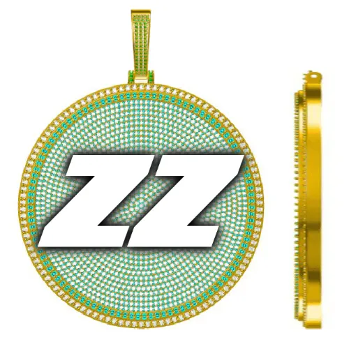 CUSTOM LETTER NECKLACE 3D BIG DISC sold by The GUU Shop