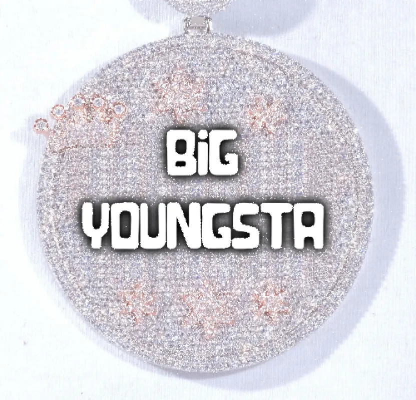 CUSTOM LETTER NECKLACE 3D BIG CROWN DISC sold by The GUU Shop