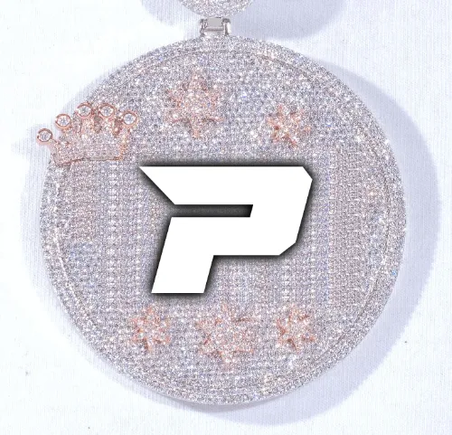 CUSTOM LETTER NECKLACE 3D BIG CROWN DISC sold by The GUU Shop