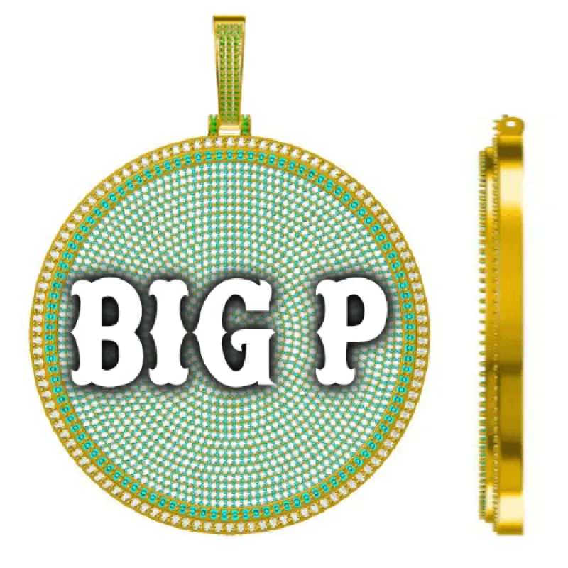 CUSTOM LETTER NECKLACE 3D BIG DISC sold by The GUU Shop