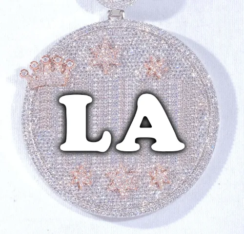 CUSTOM LETTER NECKLACE 3D BIG CROWN DISC sold by The GUU Shop