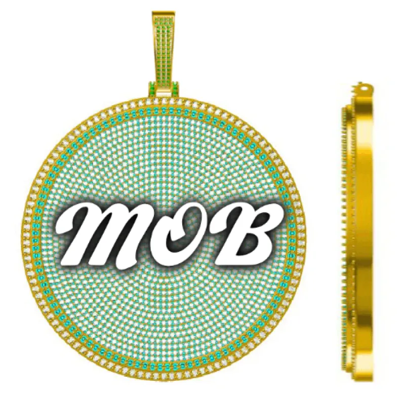 CUSTOM LETTER NECKLACE 3D BIG DISC sold by The GUU Shop