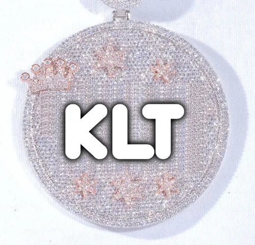 CUSTOM LETTER NECKLACE 3D BIG CROWN DISC sold by The GUU Shop