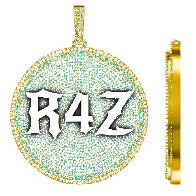 CUSTOM LETTER NECKLACE 3D BIG DISC sold by The GUU Shop