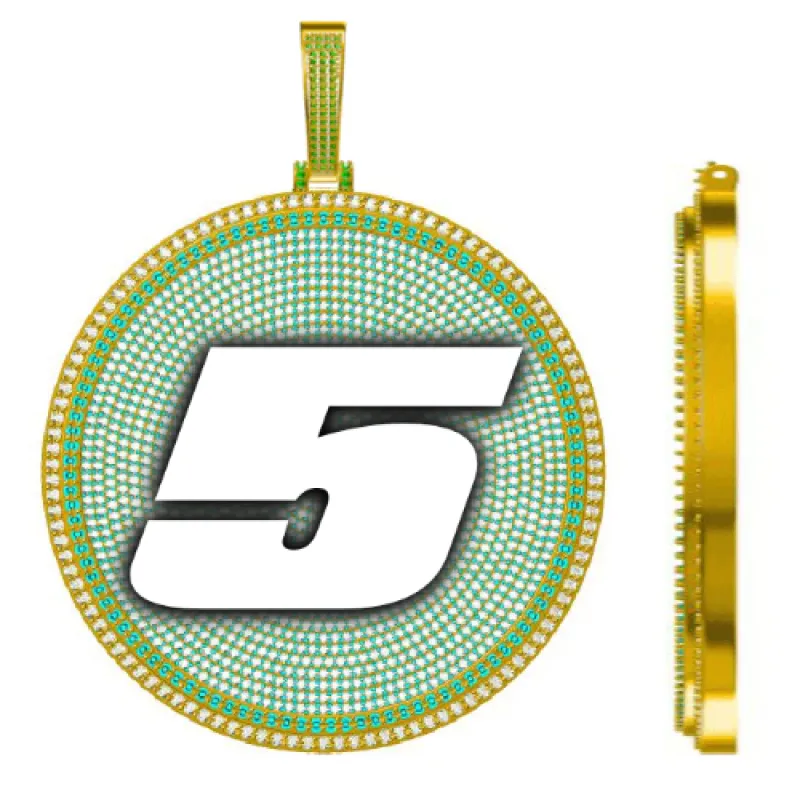 CUSTOM LETTER NECKLACE 3D BIG DISC sold by The GUU Shop