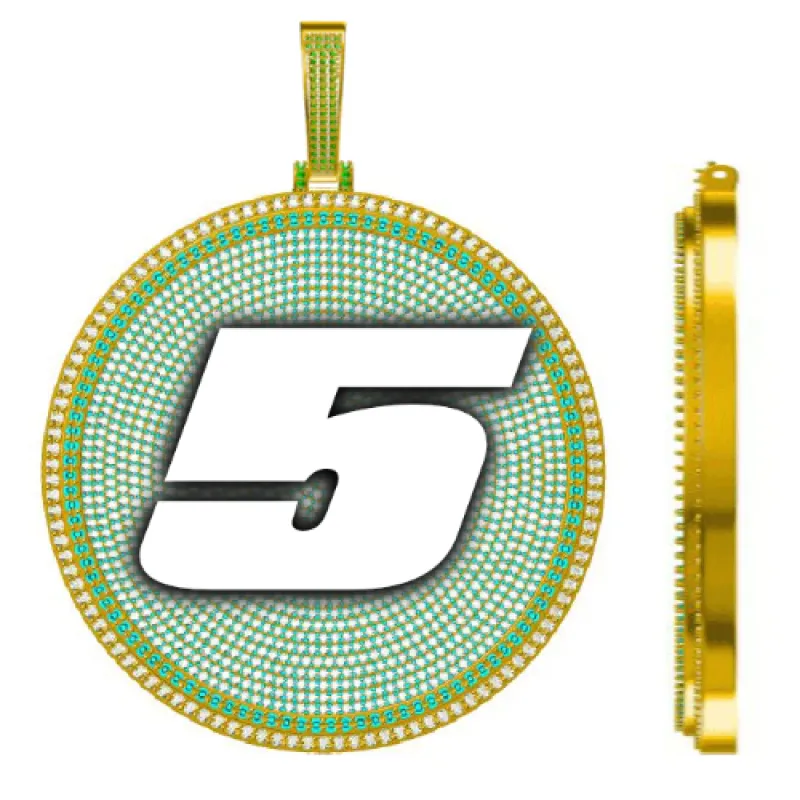 CUSTOM LETTER NECKLACE 3D BIG DISC sold by The GUU Shop