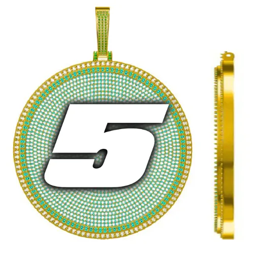 CUSTOM LETTER NECKLACE 3D BIG DISC sold by The GUU Shop