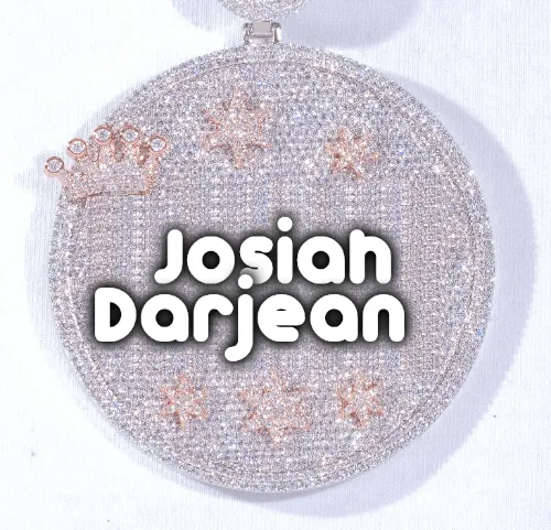 CUSTOM LETTER NECKLACE 3D BIG CROWN DISC sold by The GUU Shop