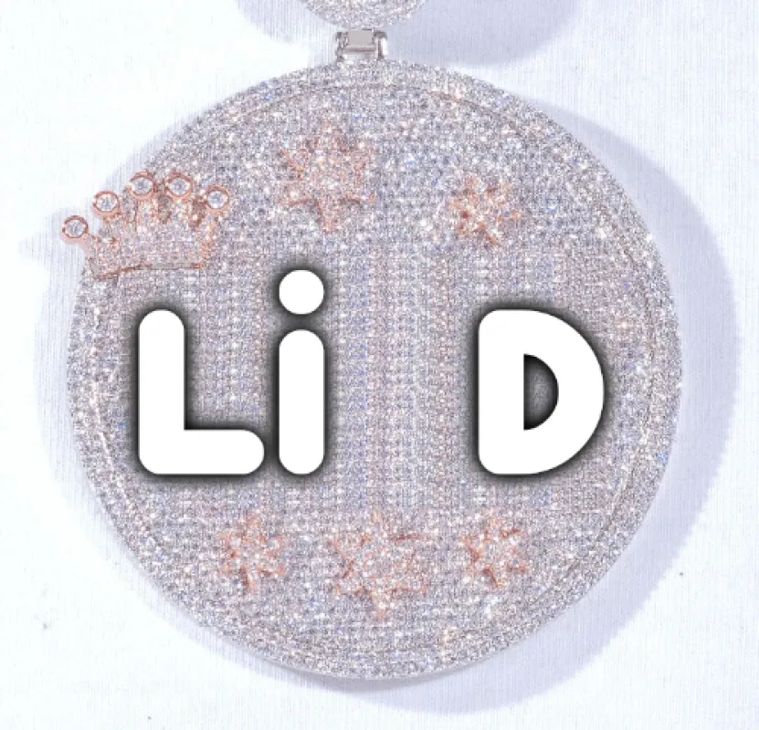 CUSTOM LETTER NECKLACE 3D BIG CROWN DISC sold by The GUU Shop