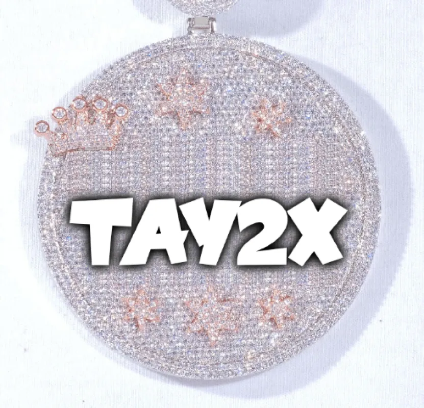 CUSTOM LETTER NECKLACE 3D BIG CROWN DISC made by The GUU Shop