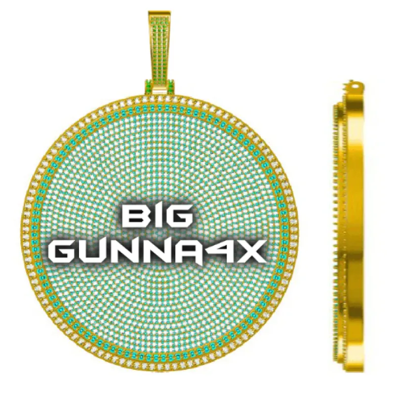 CUSTOM LETTER NECKLACE 3D BIG DISC sold by The GUU Shop