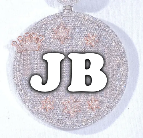 CUSTOM LETTER NECKLACE 3D BIG CROWN DISC sold by The GUU Shop